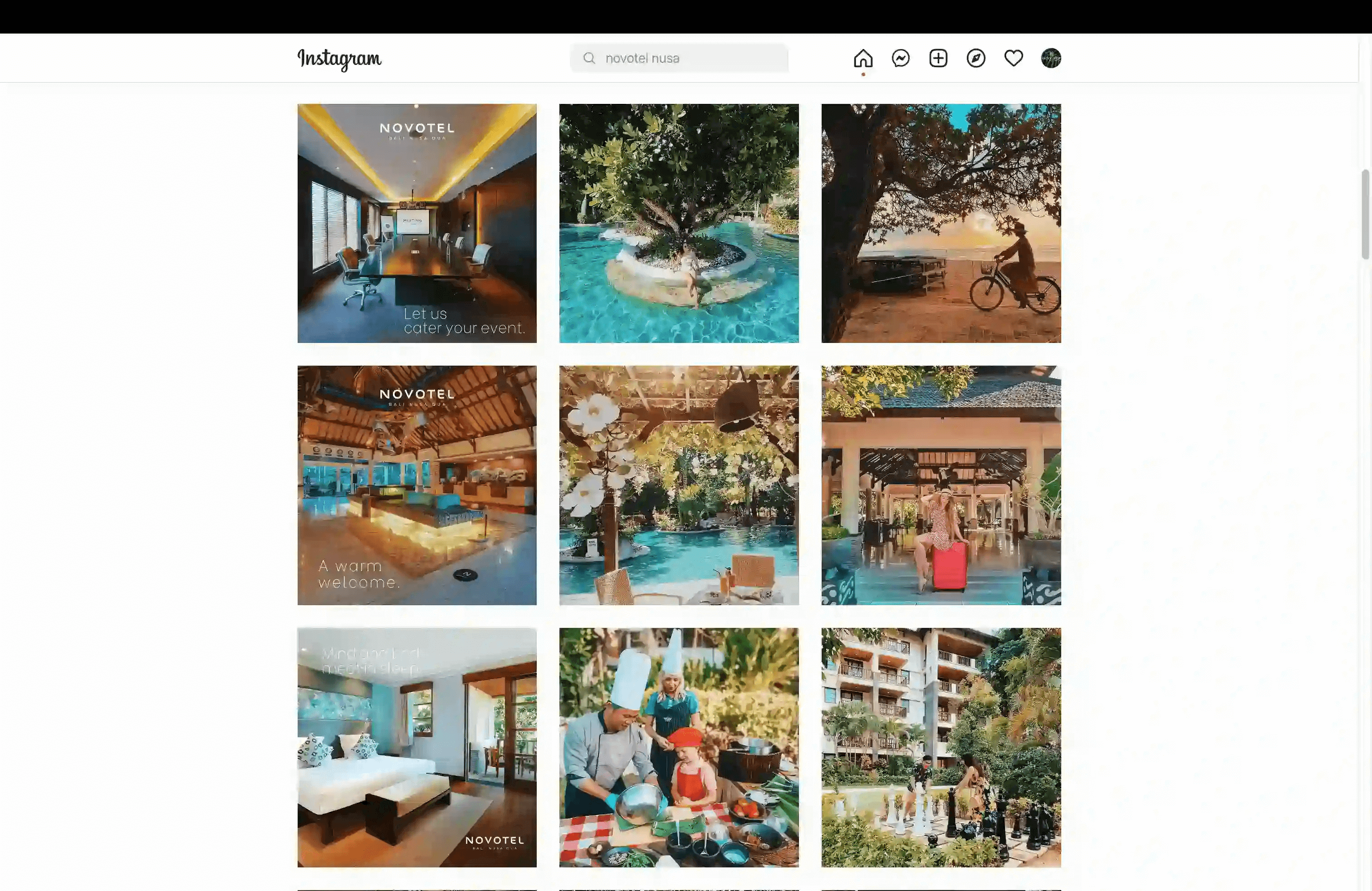 Compilation of Instagram feeds showcasing Novotel Hotels