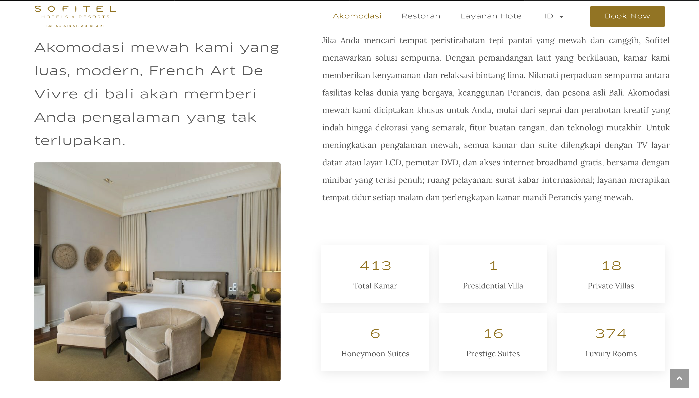 The Display of Sofitel accommodation page by SATUVISION